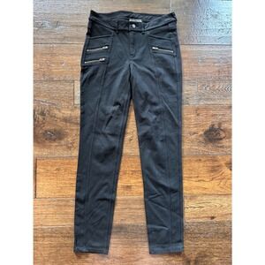Athleta Black Moto Zip Skinny Pants Womens 4 Stretch Rayon Blend RN 54023